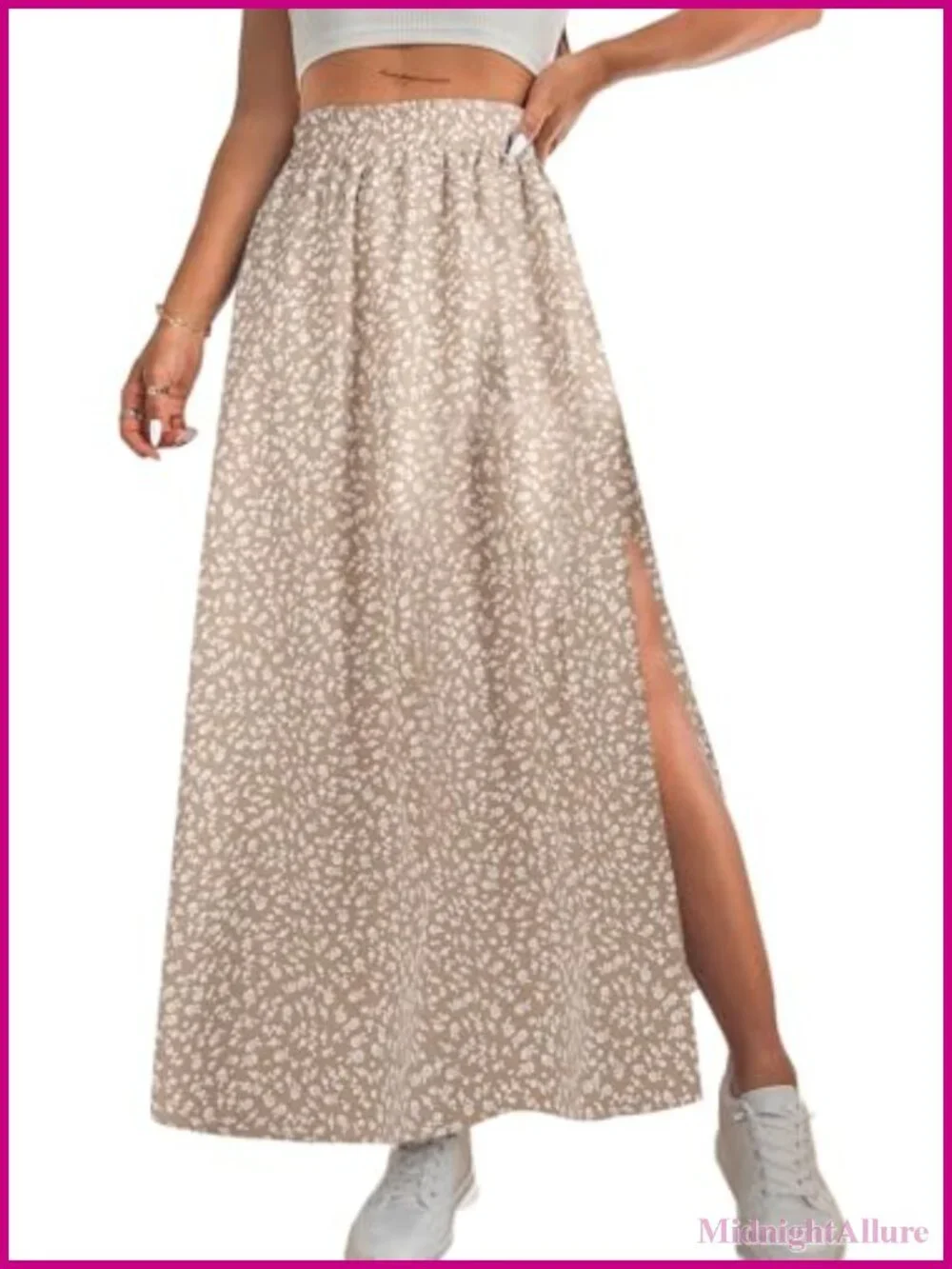 Boho Floral Slit Maxi Skirt High Waisted Long Wrap Skirt
